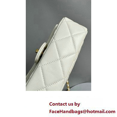 Chanel Lambskin, Resin  &  Gold-Tone Metal Small Flap Bag with Top Handle AS4848 White 2024